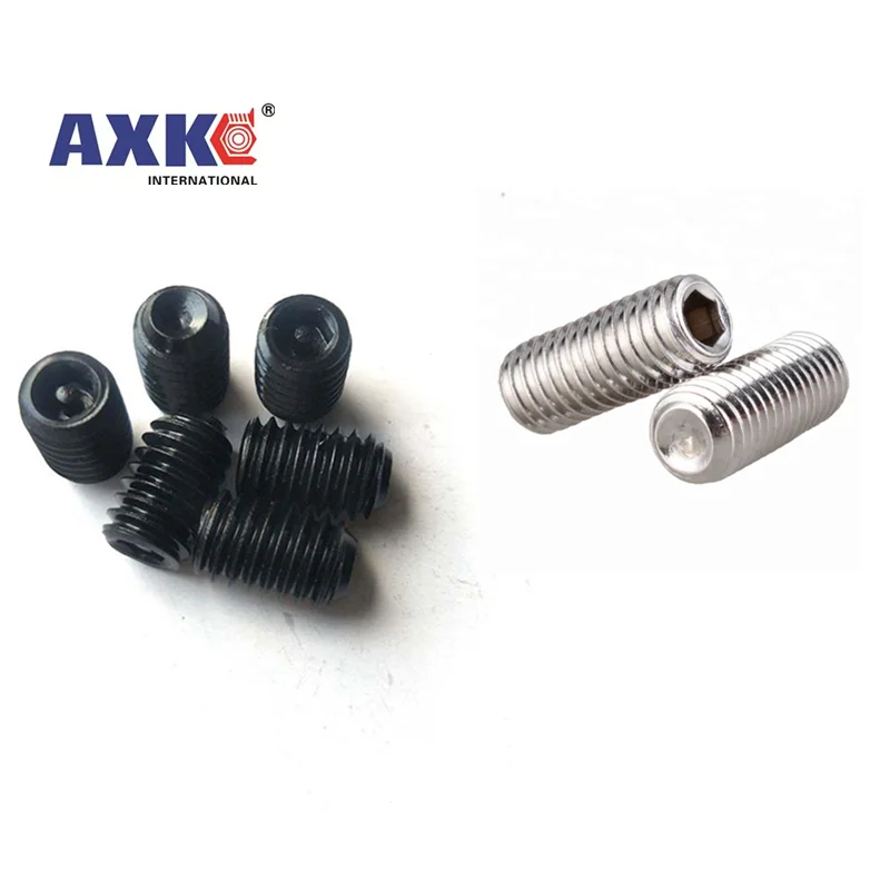 50pc M2 M2.5 M3 M3.5 M4 M5 M6 DIN916 304 stainless Black grade 12.9 steel Hex Hexagon Socket Allen Cup Point Grub Screw Set Bolt - купить по