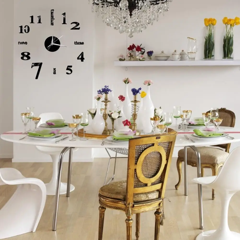 60x60 см Модные Акриловые зеркальные настенные часы европейские 3D большие