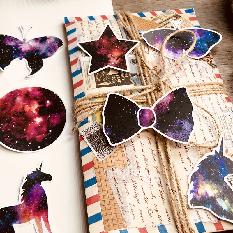 22 звёздочка винтажная фантазия галактика единорог животные наклейка сделай сам