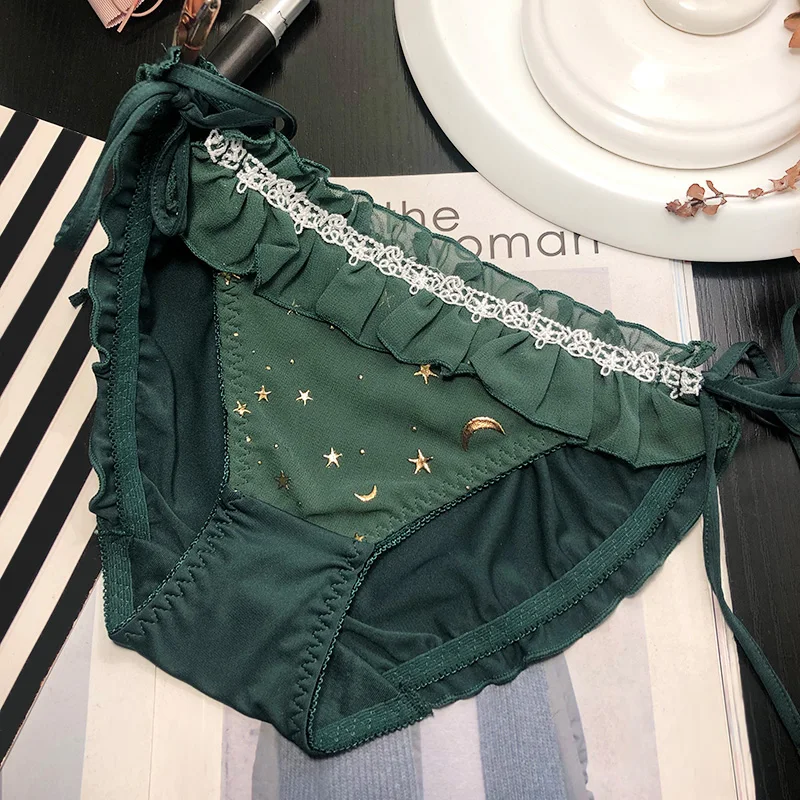 Женское нижнее белье сексуальные кружевные трусики с поясом и звездами