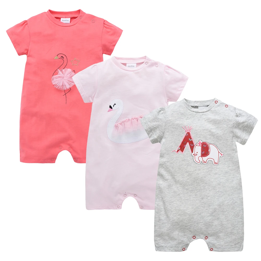 

Kavkas 3 pcs/lot Baby Girl Boy Rompers Newborn roupa bebe Clothes 100% Cotton Cute Animal Printing Jumpsuit