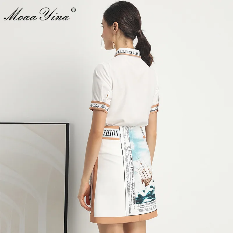 Moaa Yina модный дизайнерский комплект весна лето женская рубашка с коротким рукавом