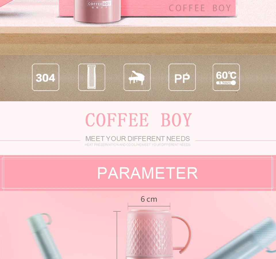 Термос coffee Boy 304 из нержавеющей стали, Термокружка с крышкой для напитков, вакуумная Термокружка для женщин, 350 мл# CY05, Термокружка