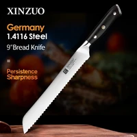 xinzuo german 1 4116 stainless steel 9 bread knife 58hrc serrated design cutter tool for cutting bread cheese cake gift box