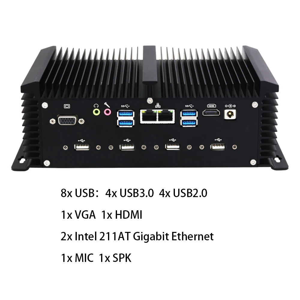 Мини промышленный ПК Kingdel процессор Core i5 i7 Dual LAN 6COM RS232 RS485 RS422 HDMI VGA USB3.0 HTPC Windows 10 Pro |