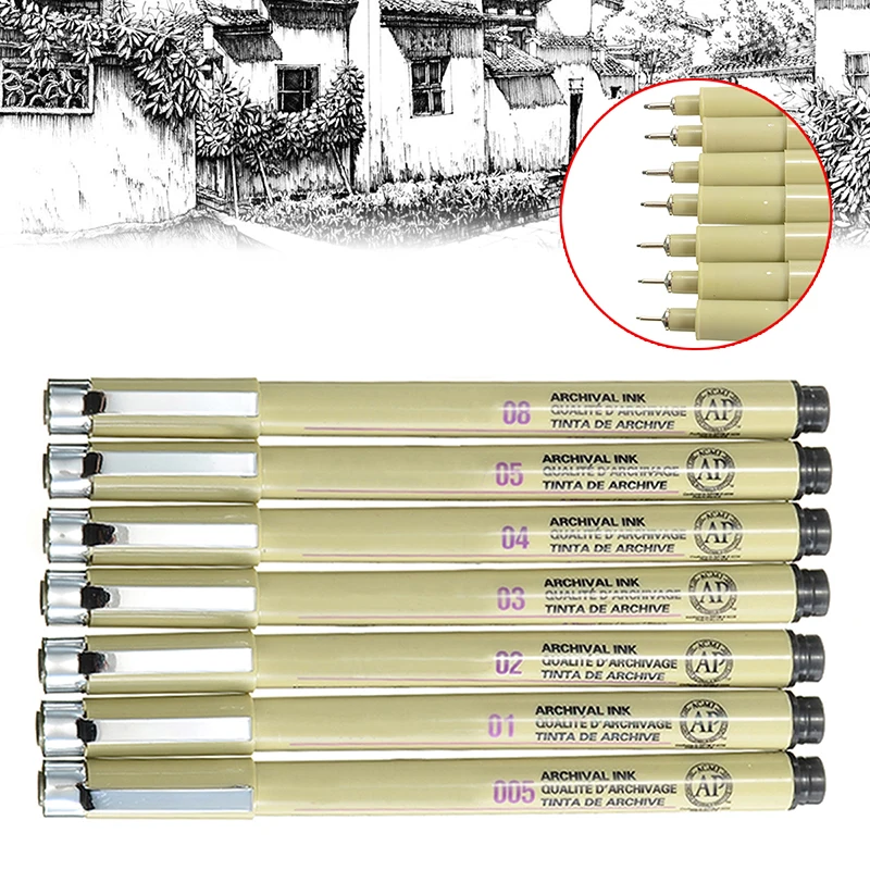 7 шт. черный ручки для рисования 0 2 мм 5 Fine Liner Живопись на холсте эскизов тонко