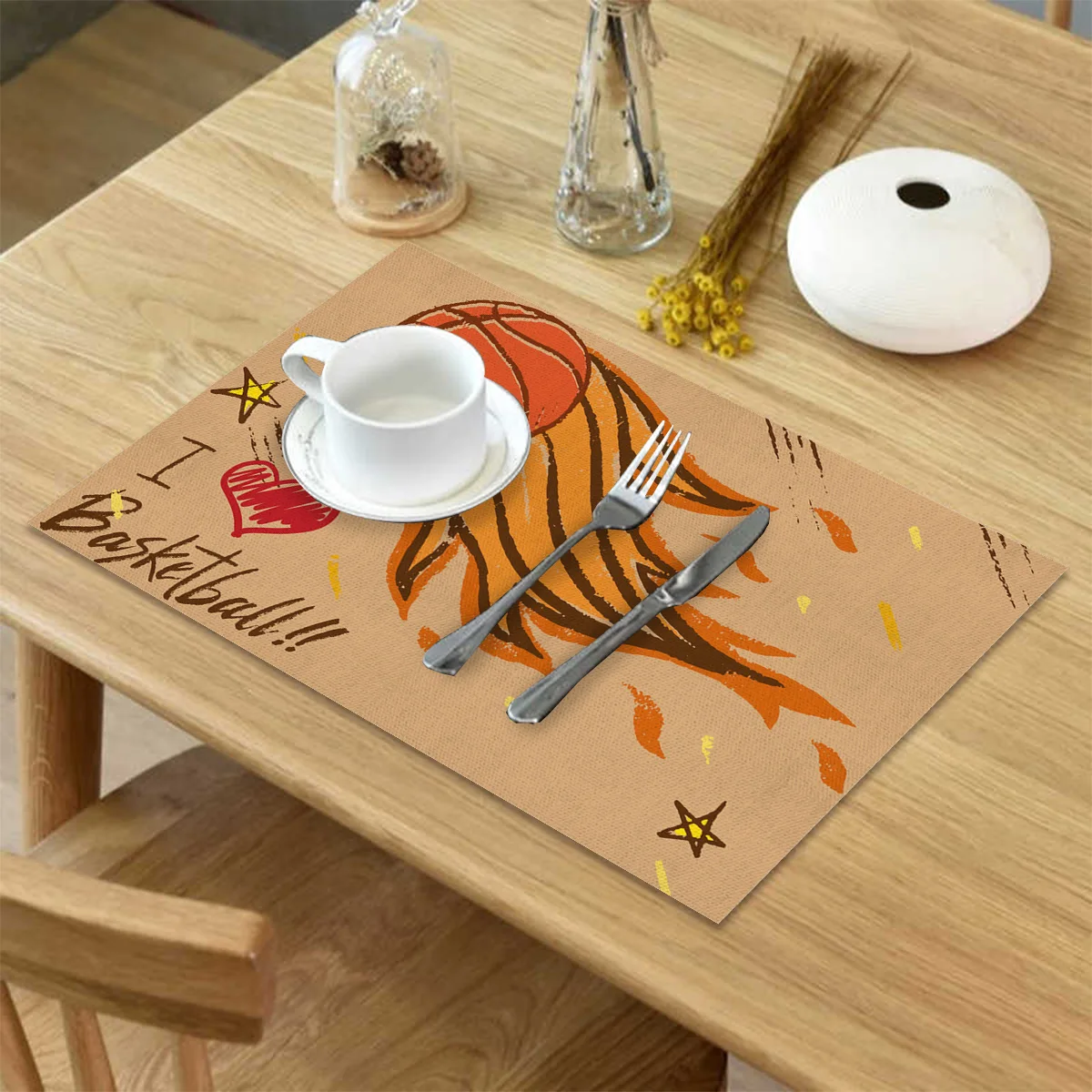 4 6 штук в партии с рисунком пентаграммы коричневый Баскетбол Кухня набор