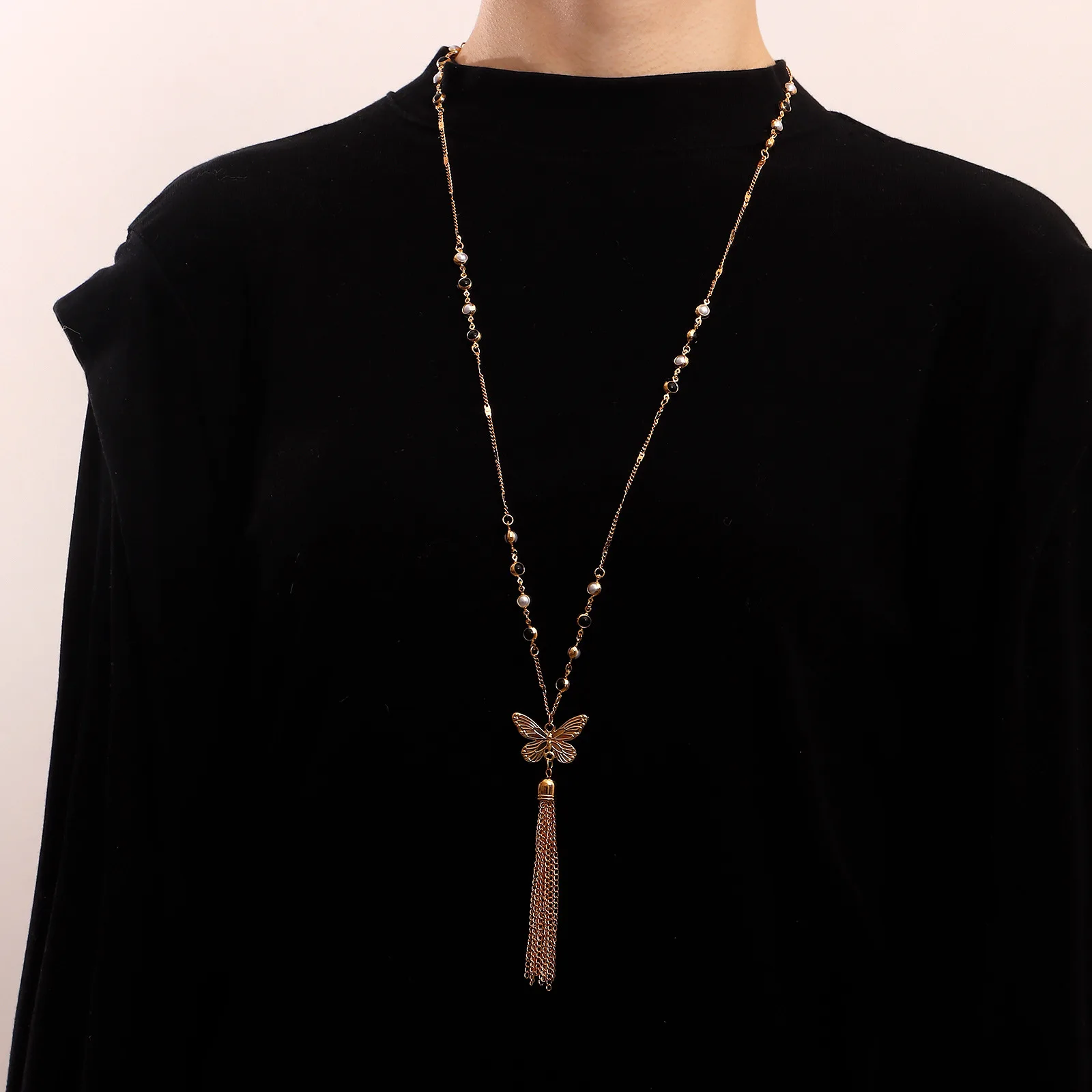 Новое Элегантное ожерелье с бабочкой трендовая Геометрическая кисточка длинная