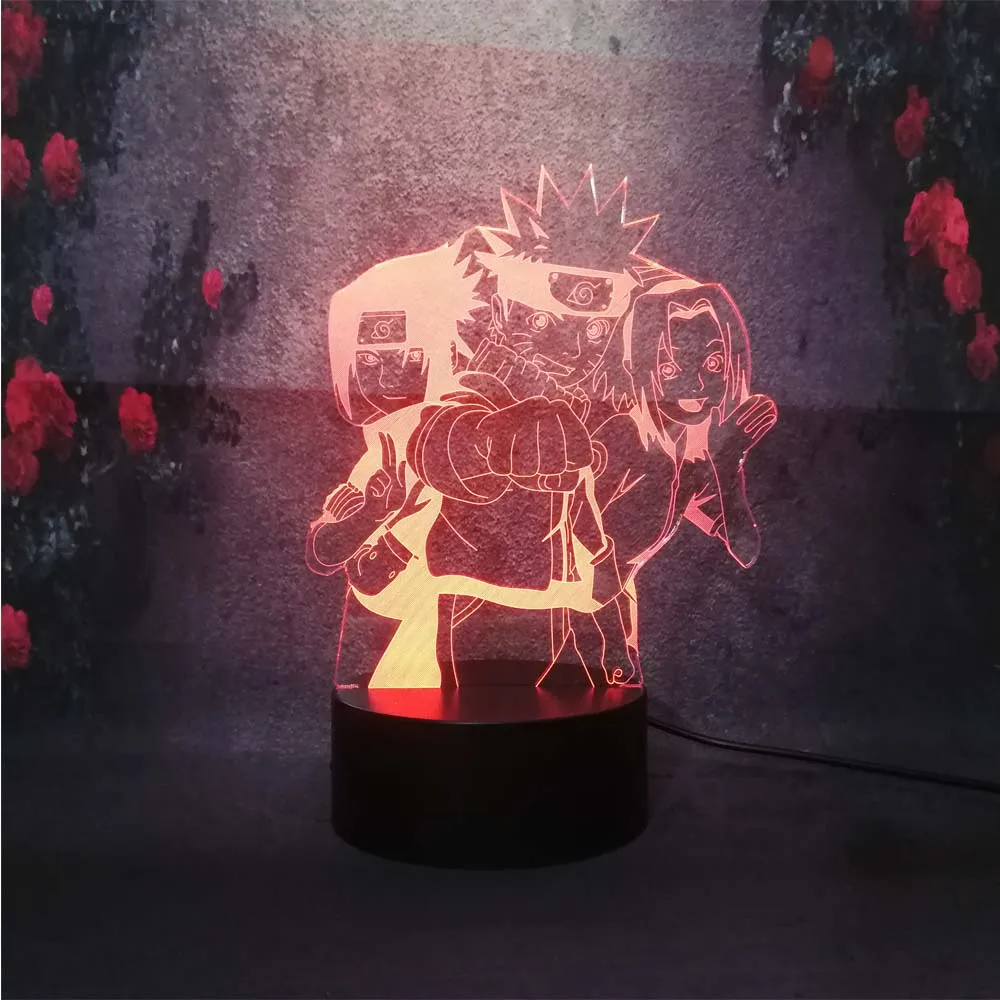 naruto COOL Boy Naruto Sasuke 3D USB Child current Desk Table lamp cartooncomic figure Night Light kid baby sleep bedroom Decor gifts - Испускаемый цвет: naruto