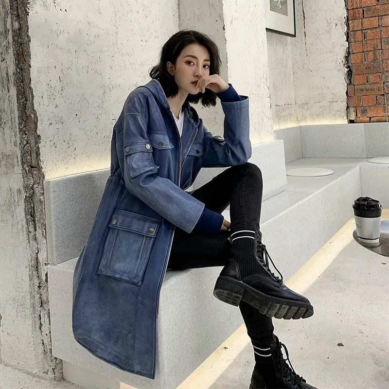 Куртка из натуральной кожи пальто натурального меха женское корейское на осень и