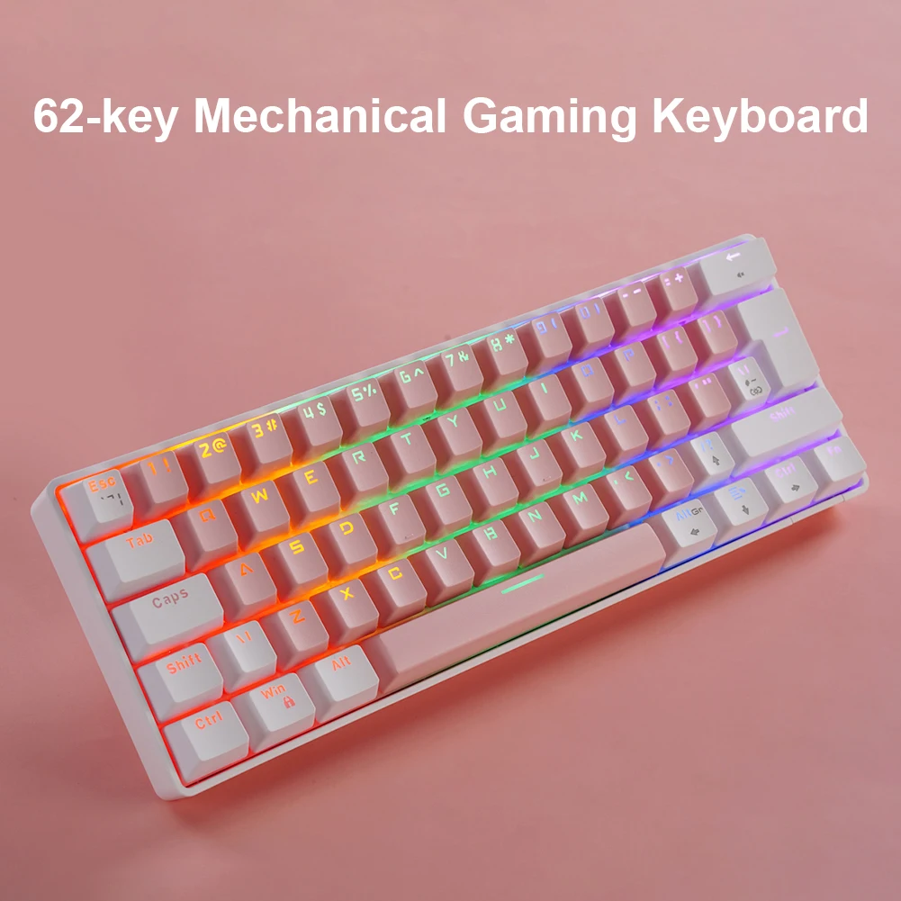 

T60 62 Keys NKRO 18 Colors Backlit Gaming Computer USB Wired Mechanical Keyboard Gaming Keyboard Compact Portable Design