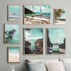 Постер с изображением тропического океана, пляжа, пальмы, холст, пейзаж, настенная живопись, Скандинавская декоративная картина, украшение для дома