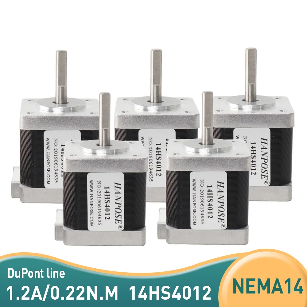 

Free Shipping 5PCS H40mm Nema14 Stepper Motor 2 Phase 35BYGH40 1.2A 14HS4012 4 Leads For CNC 3D Printer Parts 35 Step Motor