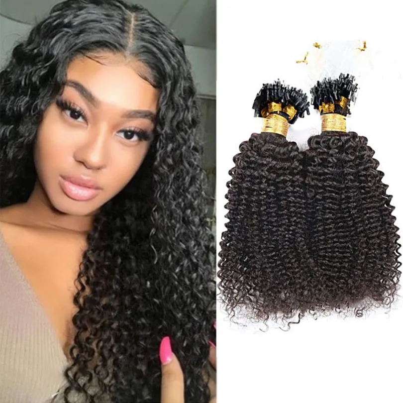 Brazilian Kinky Curly Micro Loop Hair Extensions Small 100g Per Pack Human Rings 1g/stand | Шиньоны и парики