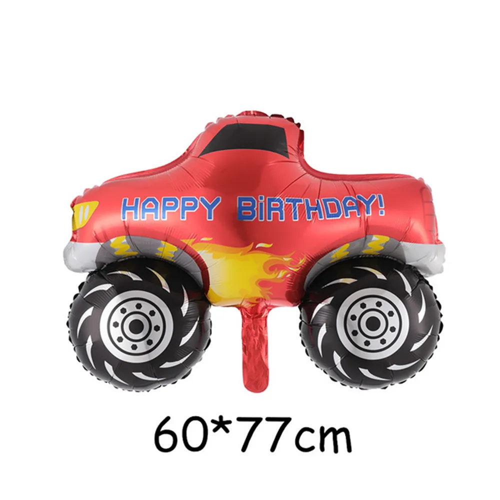

6pcs Cartoon Blaze Machines Foil Ballon Happy Birthday Party Deco Ball Boy Gift Tank Bus Fire Car Holiday Balloons Party Supplie