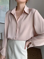ladies striped women blouses tops full sleeve loose women shirts elegant spring blusas mujer 2022