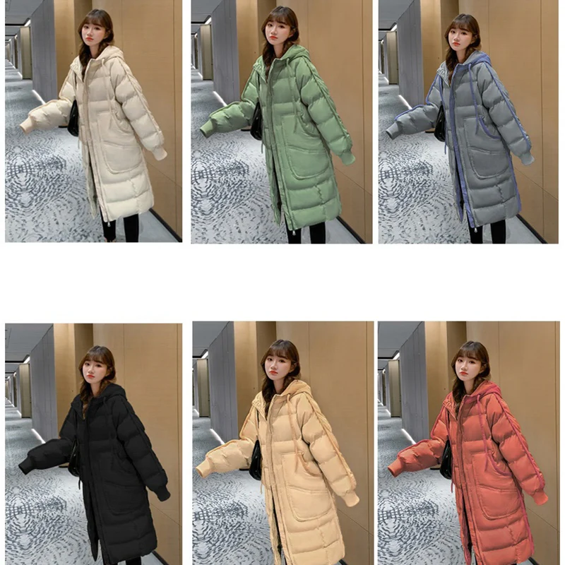 

2020 Plus size Down cotton Jacket Quality Female Korean loose Long Cotton Jacket Winter coat Jackets Hooded Warm Parka Overcoat