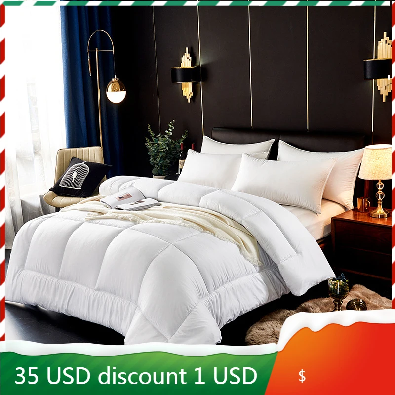 

Thicken Cotton Quilt Winter Quilt Queen Warm Comforter Solid Color Fluffy Comforter Core Skin-friendly Soft Twin Quilts For Home
