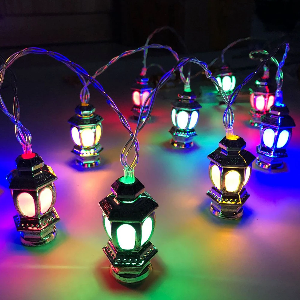 

Multicolor Ramadan Eid Mubarak Decorative Novelty Lantern String Lights 10/20Leds Stars Moon Castle Muslim Party String Lights