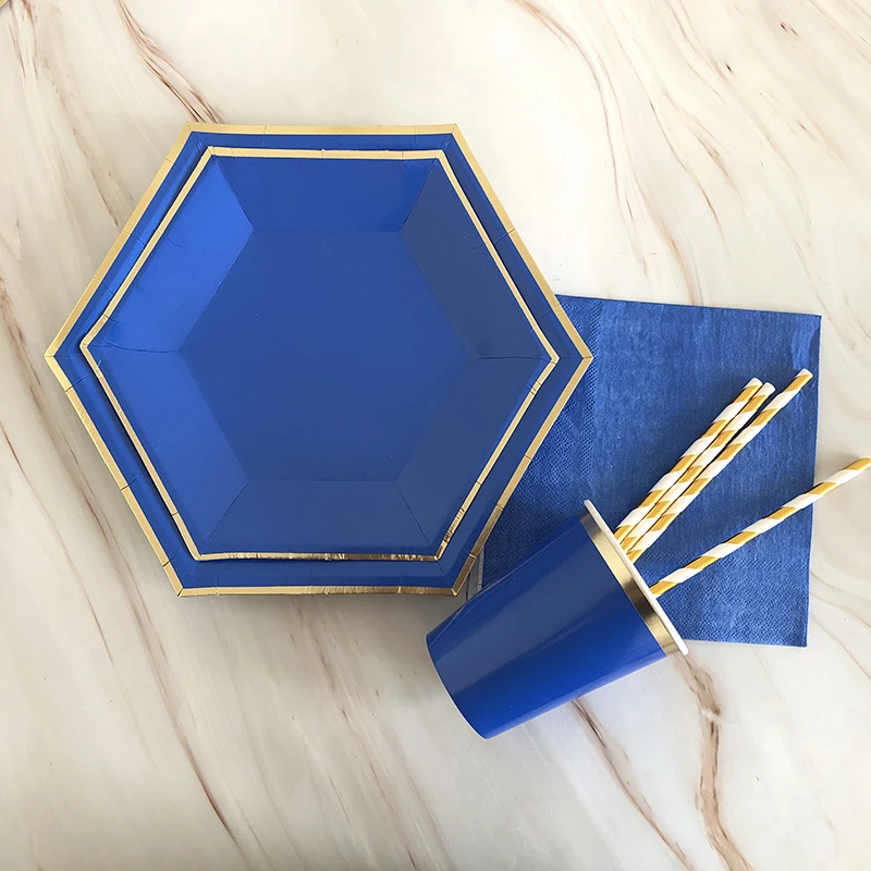 64 шт./компл. фольгированная Золотая одноразовая посуда детский душ