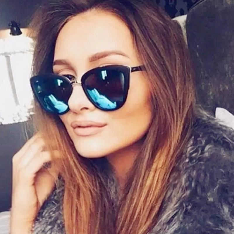 

OLOPKY Oversized Sunglasses Women 2022 Vintage Cateye Glasses Women Mirror Retro Sunglasses Women Brand Oculos De Sol Feminino