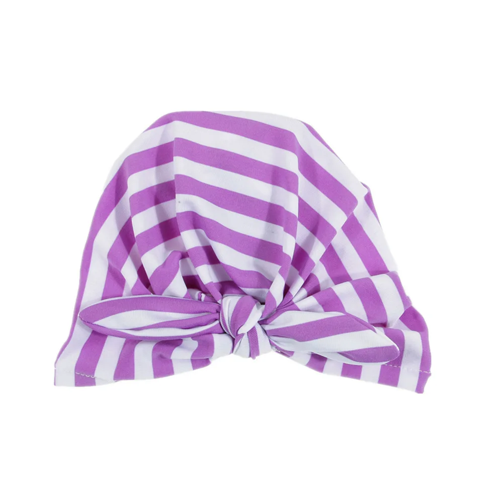 stripe lavender Nishine детская шапочка-тюрбан с бантом Детские шапки Хлопок Смесь шапка для новорожденного Топ узел шапки Дети реквизит для фотосессии подарок для ребенка - Цвет: stripe lavender