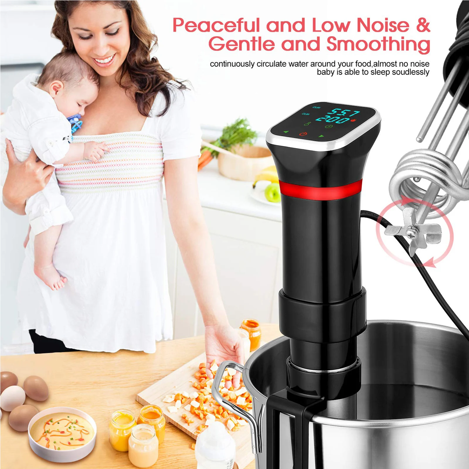 

Sous-vide Machine Precision Cooker Vacuum Slow Sous Vide Food Cooker Powerful Immersion Circulator LCD Digital Display