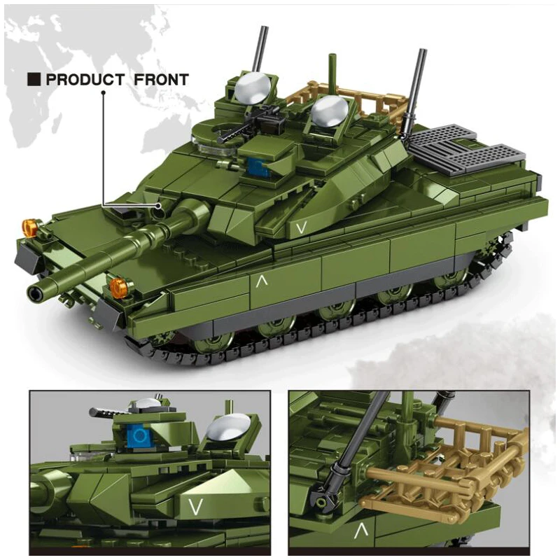 

2021 WW2 France Leclerc Main Battle Tank Batisbricks Army Force Building Block World War Model Military Bricks Toys for Boys
