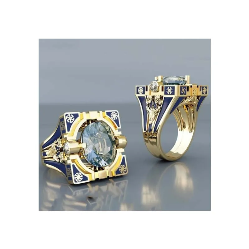 Геометрическое мужское квадратное кольцо с большим цирконом популярные