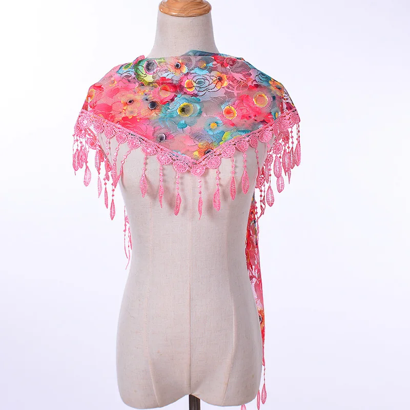 Шаль кружевной треугольный шарф Корейская версия новой элегантной женской