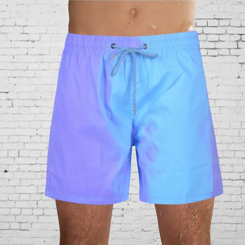 

Men Beach Shorts Magical Color Change Swimming Short Trunks 2021 Discoloration Low Waist Surf Swimsuit Swimwear Shorts Quick Dry