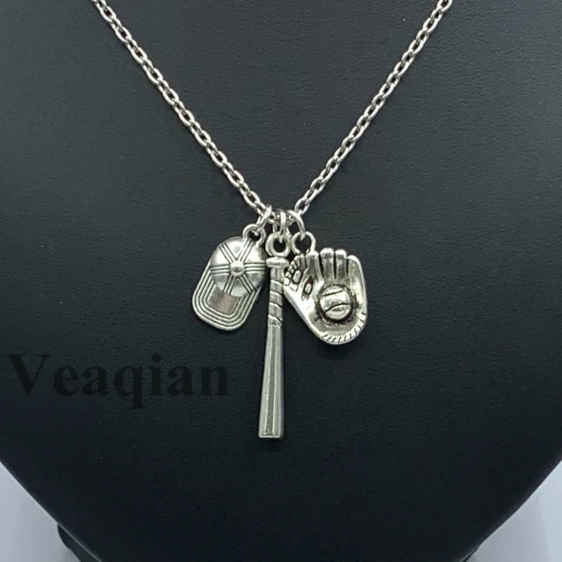 1 шт. бейсбольная перчатка бита спортивное креативное ожерелье с кулоном