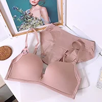 Модный сексуальный комплект с бюстгальтером, женское нижнее белье пуш-ап, Комплект трусов, бесшовный, здоровый, текстура, мягкий бюстгальтер без косточек трусики, женское нижнее белье, набор - Цвет: Розовый