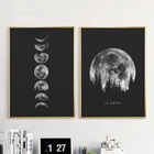 Минималистский Плакат полнолуние, Настенный декор, искусство, картина с фазами черной, белой Луны, картина, эстетическая картина для комнаты, картина с солнечной системой