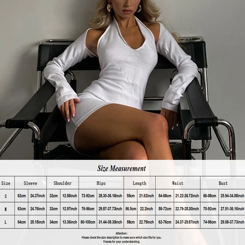 

2021 New Hot Halter Halter Sexy Dress Long Sleeve High Waist Fall Winter Women Mini Tight Party Dress