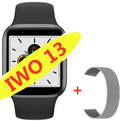 add steel strap IWO 13 умные часы серии 5 1:1 44 мм Ip68 Водонепроницаемые для apple iPhone 11 MAX IOS Android smartwatch для женщин и мужчин PK IWO 10/11/12 - Цвет: add steel strap