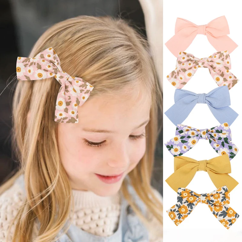 

Printed Bowknot Hair Clips For Cute Girls Barrettes Safty Hairpins Headwear Kids Hair Accessories
