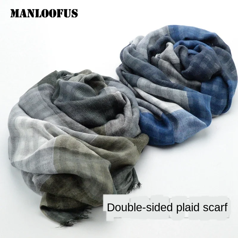

men and women to keep warm in spring and autumn and winter. Green European and American classic plaid double-sided scarf