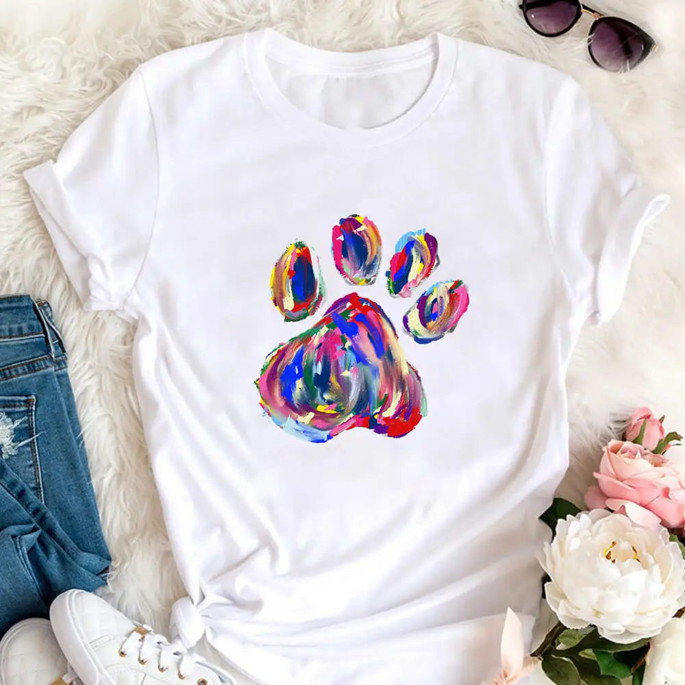 Красочные с принтом Щенячий патруль 100% Хлопковая женская футболка Собака Мама