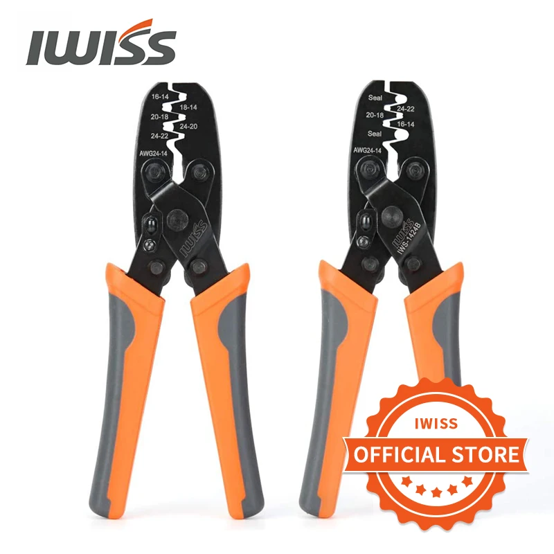 IWISS IWS-1424A/1424B Non Insulated Open Barrel Terminal Crimp Tool/Weather Pack Sealed Connector Crimping Plier hand tool