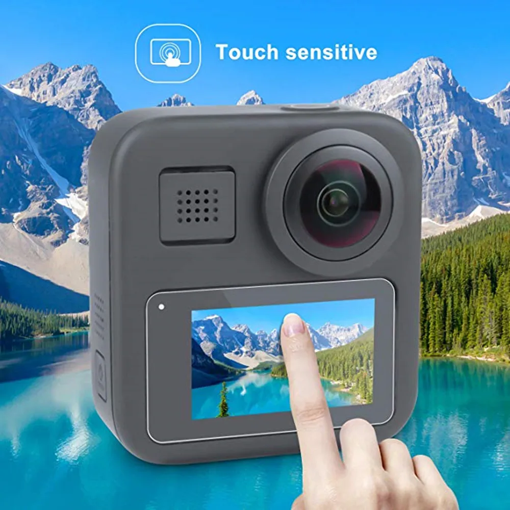 Защитная пленка из закаленного стекла для ЖК экрана HD + крышка объектива GoPro Max Black