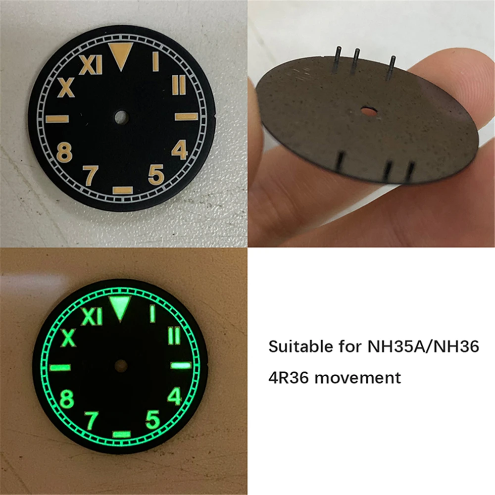 28.5mm Watch Dial for NH35A/NH36 4R36 Movement w/ Green Luminous