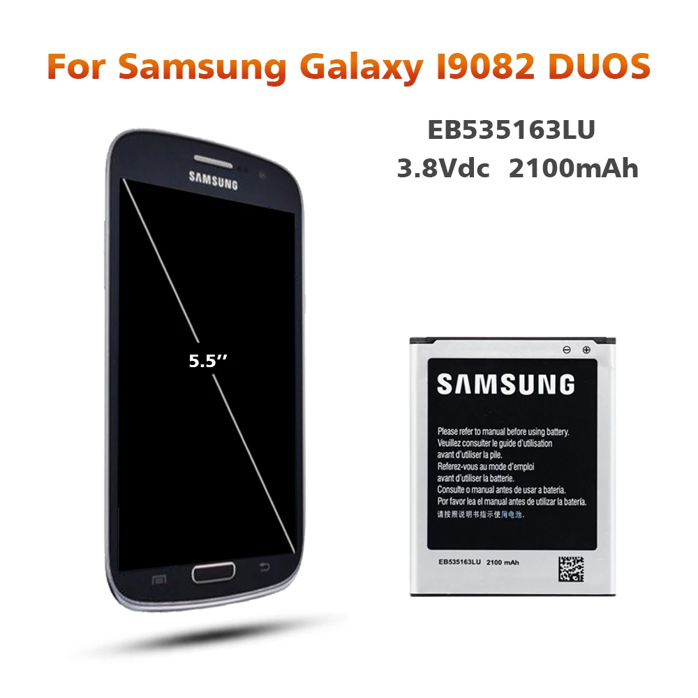 Аккумулятор для samsung i9082 EB535163LU 2100 мАч для samsung Galaxy S3 Mini i9080 SM-i9168 i9060 Сменный аккумулятор для телефона