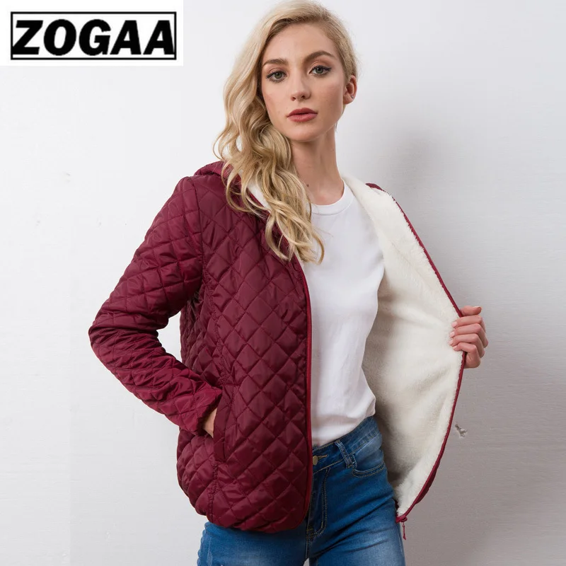 

Женская короткая куртка с капюшоном ZOGAA, теплая хлопковая куртка с бархатной подкладкой из овечьей шерсти, верхняя одежда для осени и зимы