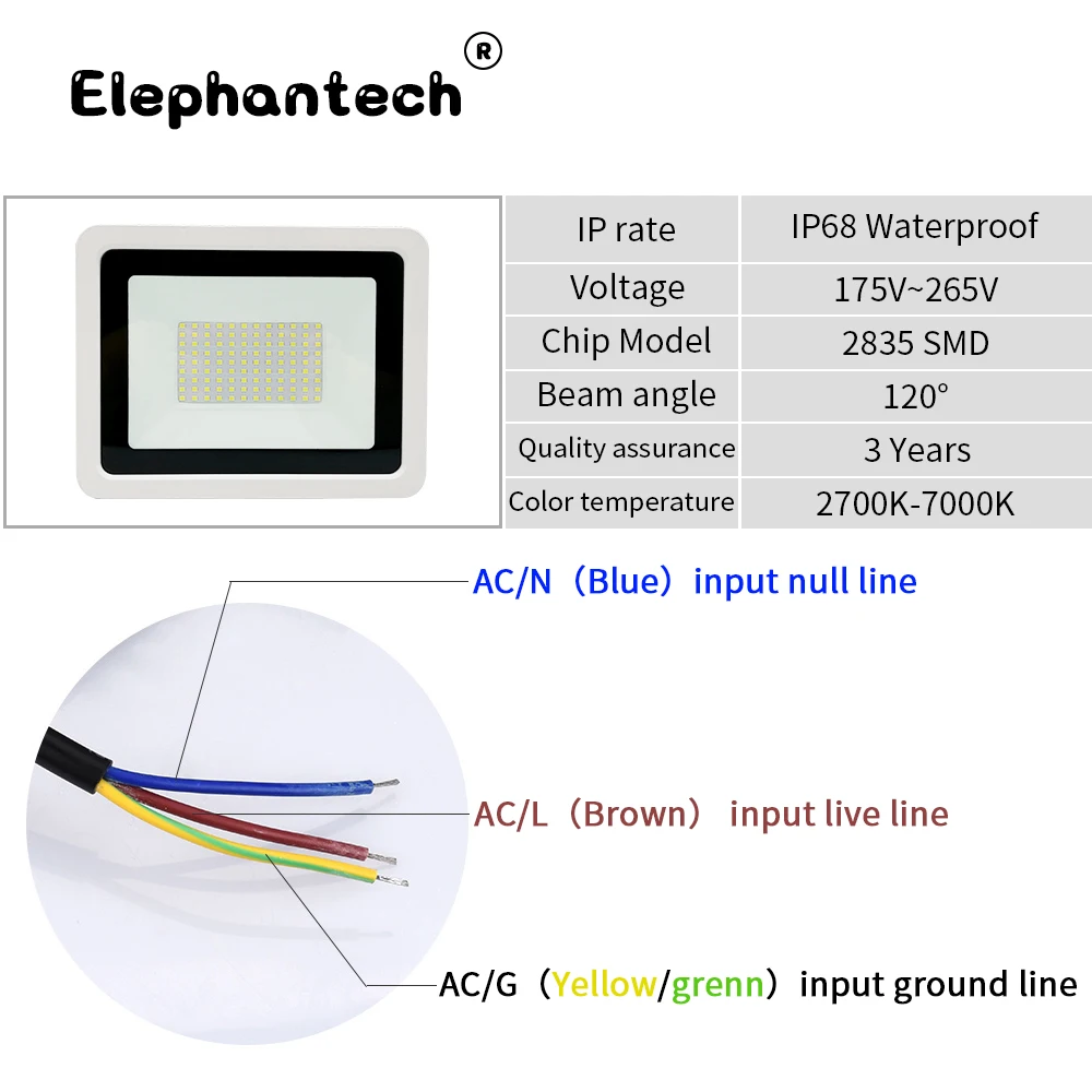 2 шт. прожектор 10 Вт 20 30 50 100 белый Холодный/теплый IP68 наружное освещение для
