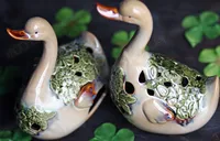 2PCS/SET  EUROPEAN HOLLOW SWAN ORNAMENTS CERAMIC HANDICRAFT CREATIVE CAN BE PLACED CANDLE LAMP DECORATION