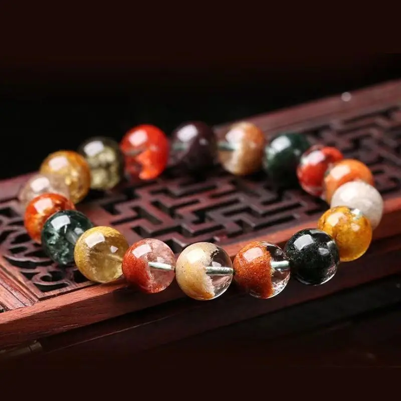 

Natural Colorful Phantom Quartz Women Man Reiki Power Round Beads Stretch Crystal Bracelet 10mm 11mm 12mm 13mm 14mm AAAAA