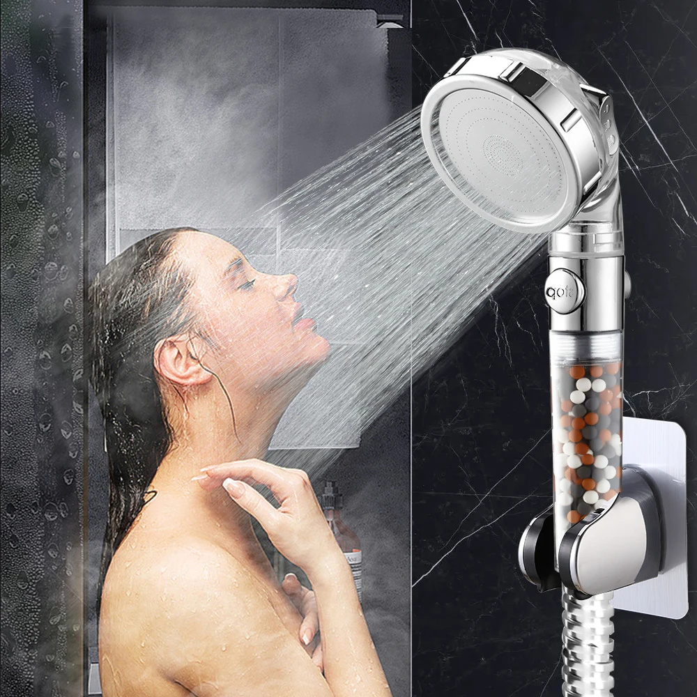 

Lyfead SPA Shower Head with Stop Button 3 Modes Adjustable Shower Head Can Replace Filter Balls