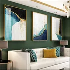 Современная живопись на холсте Абстрактная линия акварель художественная живопись подарок декоративная печать водонепроницаемый плакат Pictur 60x80 зеленый