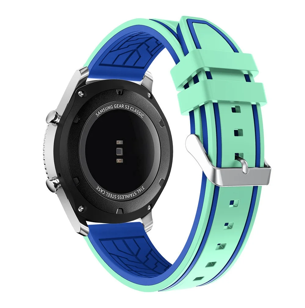 Ремешок силиконовый двухцветный для Samsung Galaxy 46 мм Gear S3 мягкий спортивный сменный